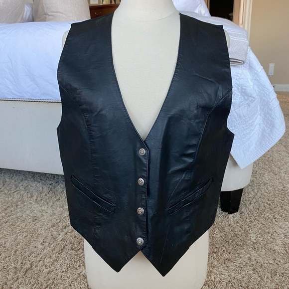 Vintage Leather Vest Large - Picture 1 of 4